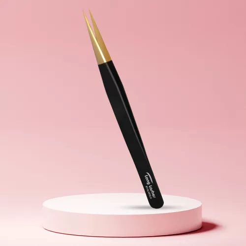 Long Lashes rovný pinzet na riasy - čierny, 13cm