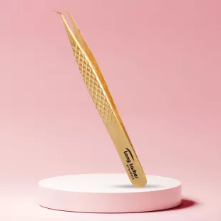 Long Lashes pinzeta na mihalnice zahnutá zlatá 12 cm