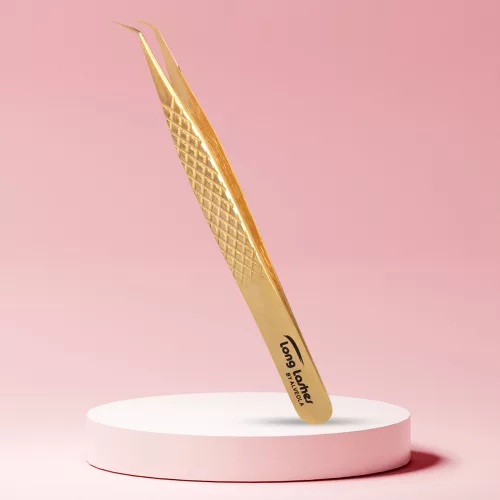 Long Lashes pinzeta na mihalnice zahnutá zlatá 12 cm