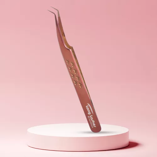 Long Lashes Pro Fiber Volume pinzeta s úzkou hlavou bronzová
