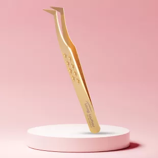 Long Lashes Pro Fiber L-ová volume pinzeta – zlatá
