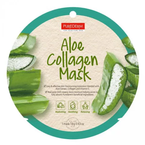 PureDerm Aloe Vera pleťová maska na hydratáciu a upokojenie pleti