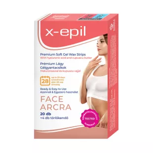   X-Epil Hydratačné gélové pásiky s hyalurónom na tvár - 20ks