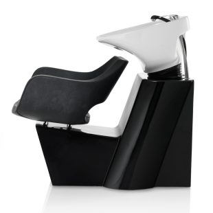 Indi umývadlo s čiernou základňou a čiernym kreslom