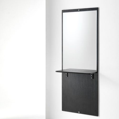 Specula Wood zrkadlová pracovná stena s policami v čiernej farbe