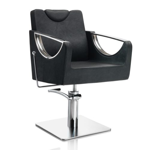 Hair Crown čierna kadernícka stolička - štvorcová základňa