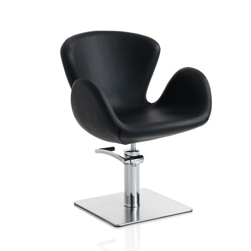 Hair Charlotte čierna kadernícka stolička s štvorcovým podstavcom