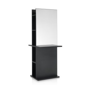 Totem obojstranné zrkadlo s poličkou čierne