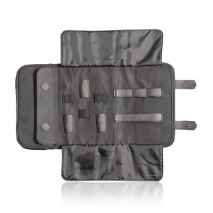 Čierna kožená taška na ukladanie Barber nástrojov