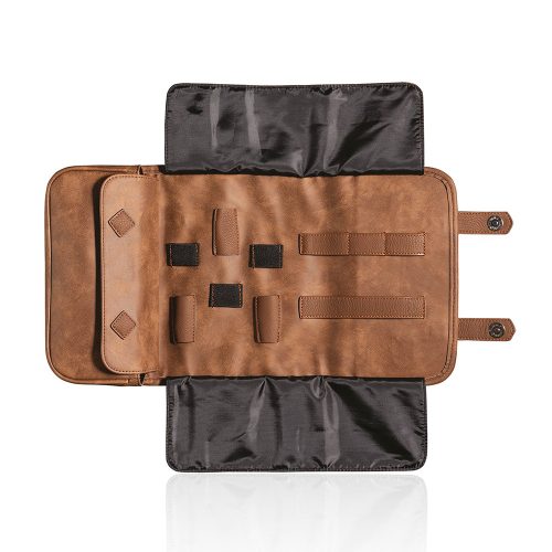 Tornyos hnedá koža Barber úložná taška na nástroje
